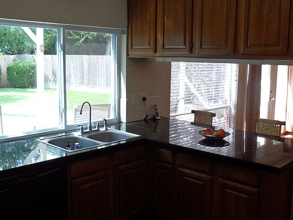 Kitchen over looks pool
