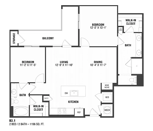 Floor plan 2 Bed/2 Bath