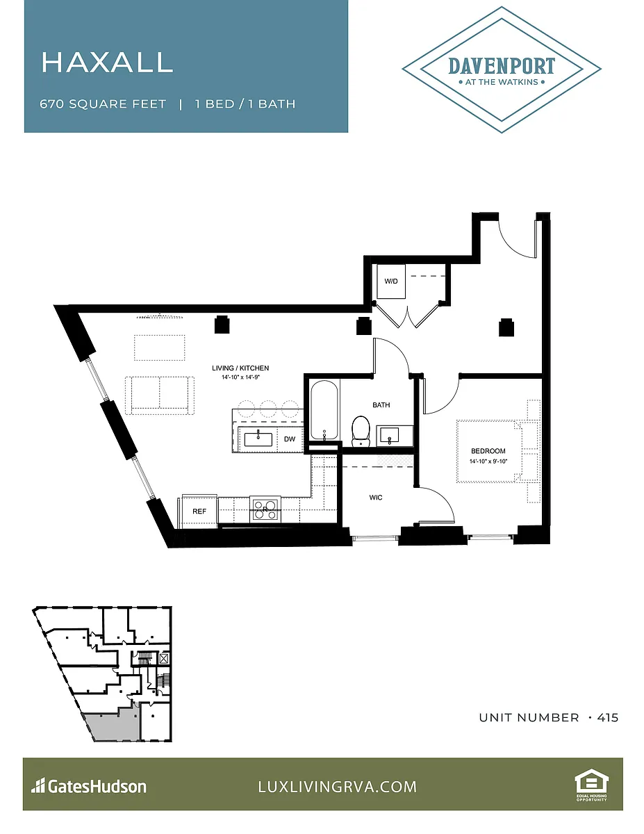 Floor plan Haxall One Bedroom