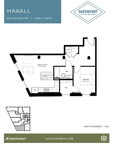 Floor plan Haxall One Bedroom