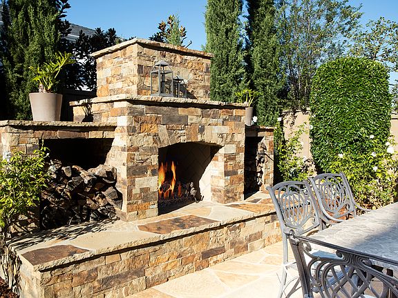 Back yard fireplace