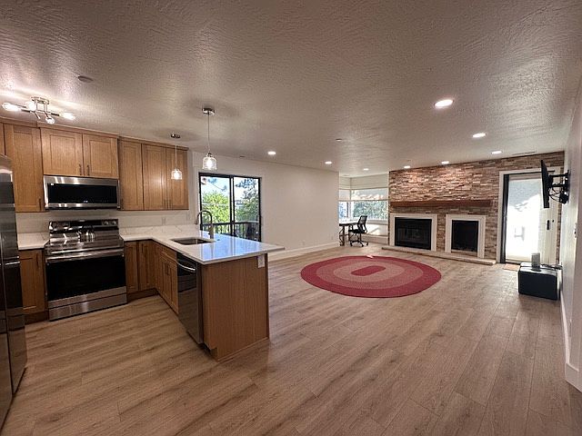 Kitchen and family room