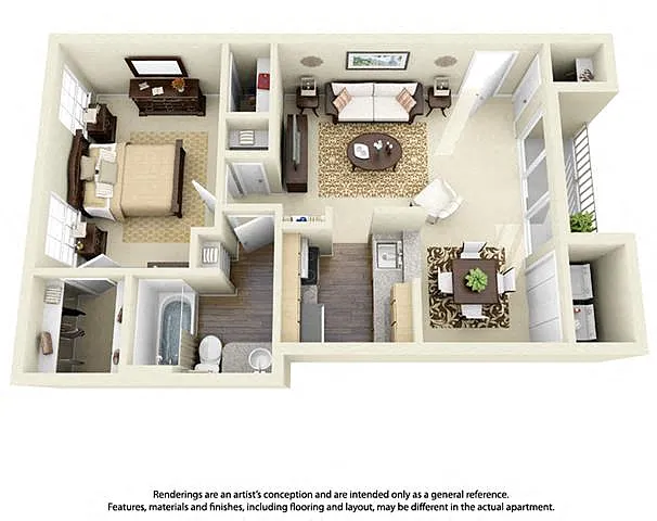 Floor plan 1 Bedroom 1 Bath Plan 5