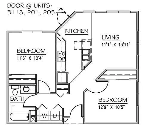 Floor plan 2 Bed 1 Bath