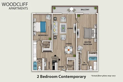 Floor plan 2 Bedroom Contemporary
