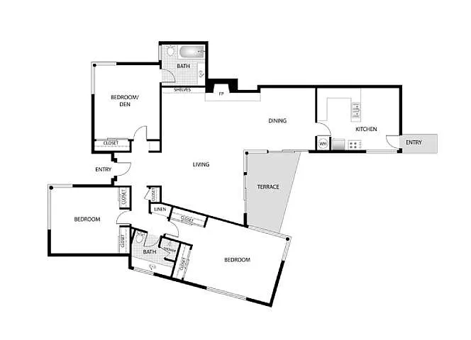 Floor plan 3 Bed 2 Bath 425-105