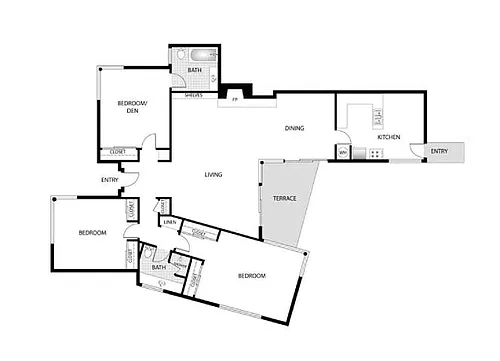 Floor plan 3 Bed 2 Bath 425-105