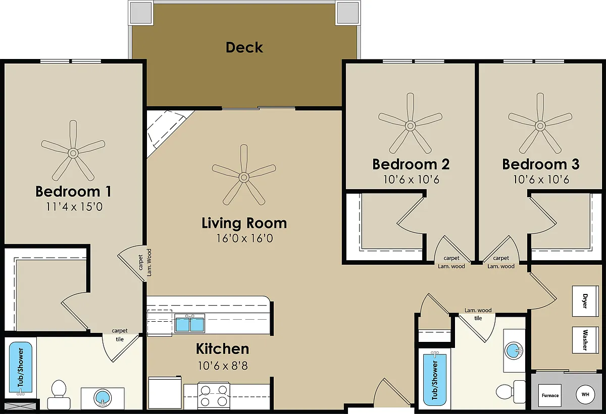 Floor plan 3x2 Palmer - 5105 &amp; 5115