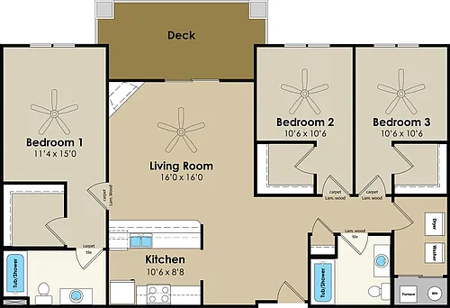 Floor plan 3x2 Palmer - 5105 &amp; 5115