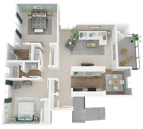 Floor plan 2BD, 2BTH A