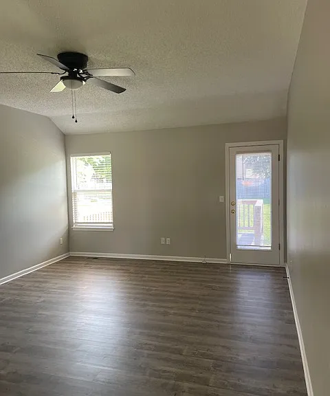 View of living room with all new flooring
