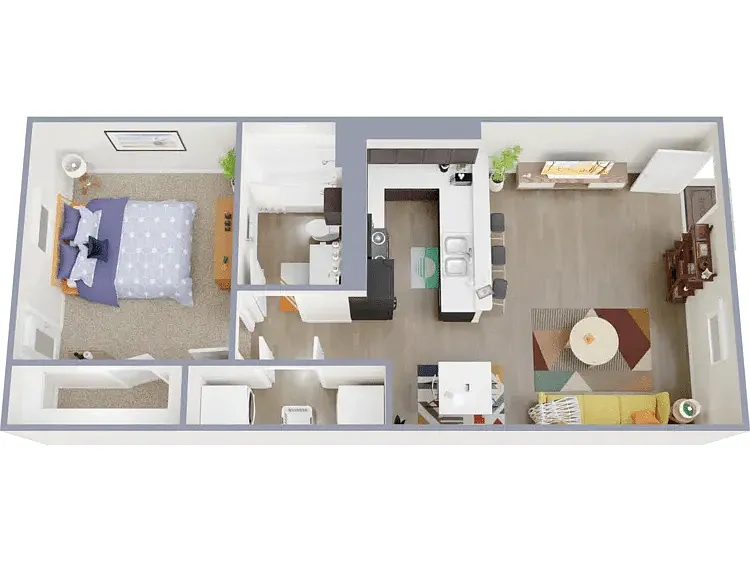 Floor plan 1 Bed, 1 Bath (60% Income Restricted)