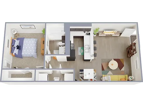 Floor plan 1 Bed, 1 Bath (80% Income Restricted)