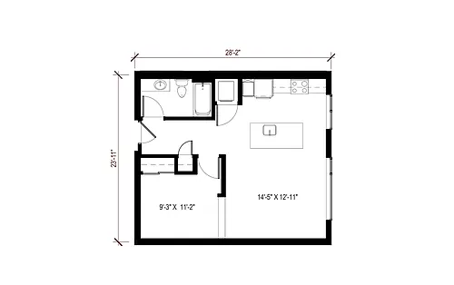 Floor plan Urban 1 Bedroom - U1