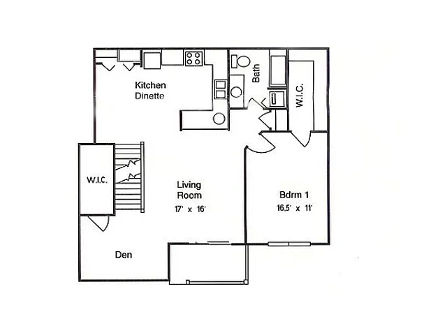 Floor plan One Bedroom w/ Den