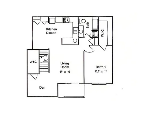 Floor plan One Bedroom w/ Den