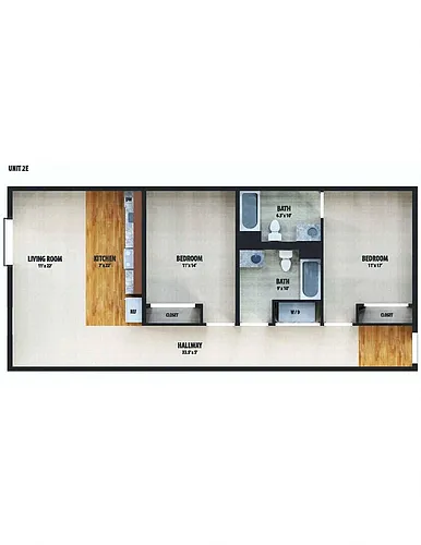Floor plan 2 Bedroom/2 Bathroom
