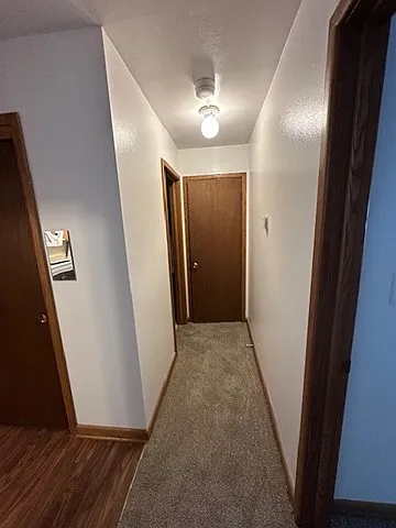 Hallway to bathroom and linen closet
