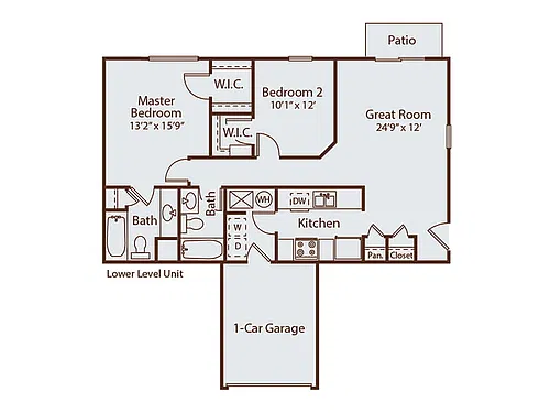 Floor plan Chase Flat A with Garage