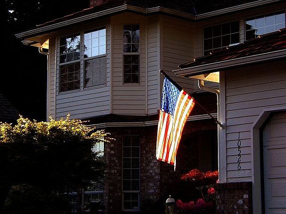 Sunset, and Old Glory flies