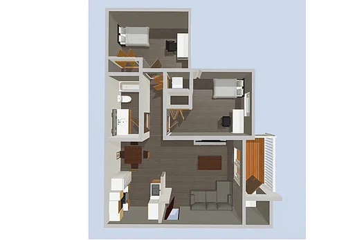 Floor plan 2 Bedroom 1 Bath w/ Washer & Dryer