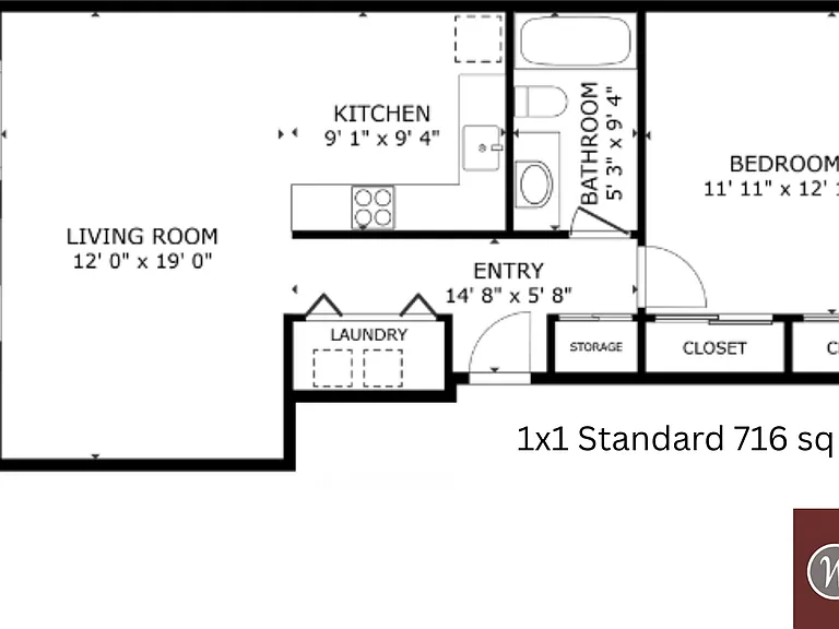 1x1 Standard l 716 sq ft l Wickshire West 1x1 Standard l 716 sq ft l Wickshire West