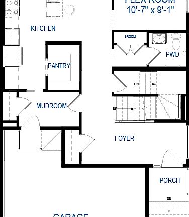 A blackline drawing of the Accadia 28 model by Brookfield Residential