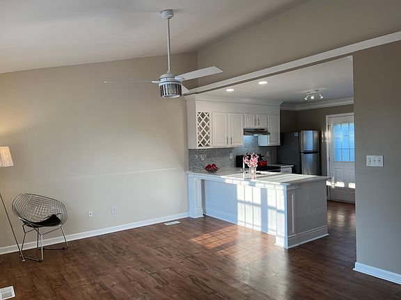 Cathedral ceilings in living room.