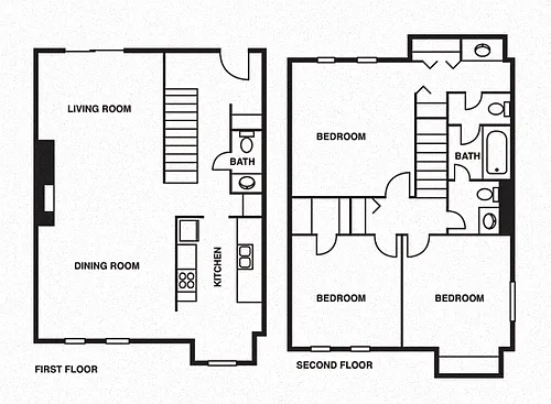 Floor plan 3 Bedroom/1 Bathroom Townhouse B
