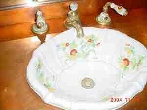 HAND PAINTED SINK IN MASTER BATH