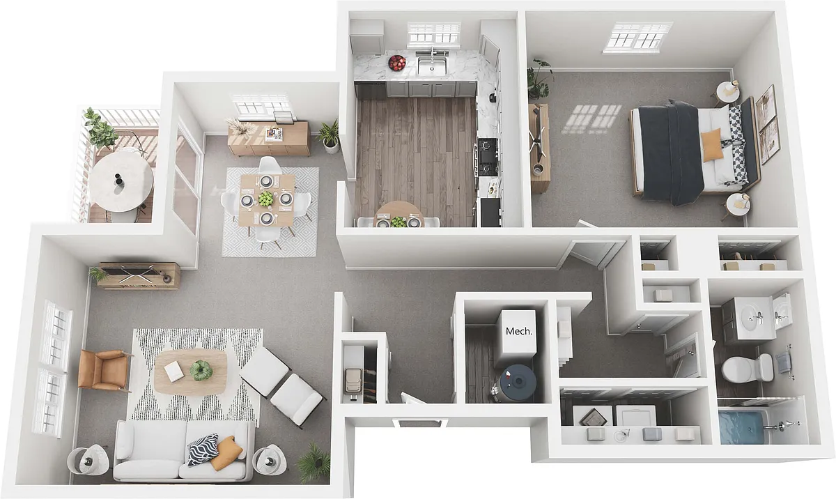 Floor plan The Abbey - 1BR 1BA