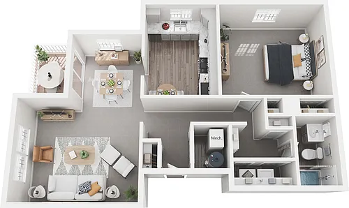 Floor plan The Abbey - 1BR 1BA