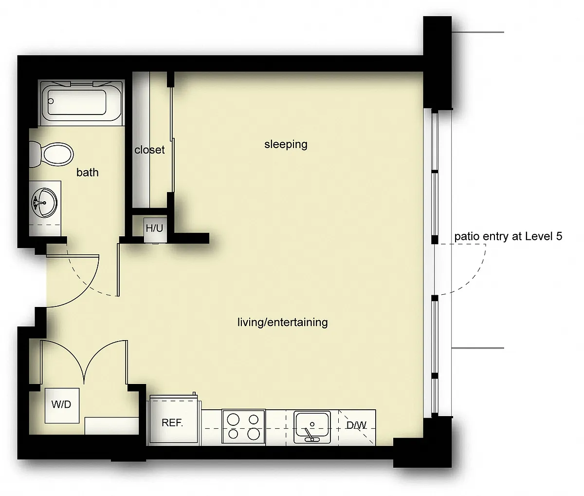 Floor plan Nolo Studio 1 Bath A4