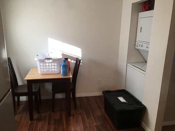 Stacked Washer/Dryer & breakfast nook