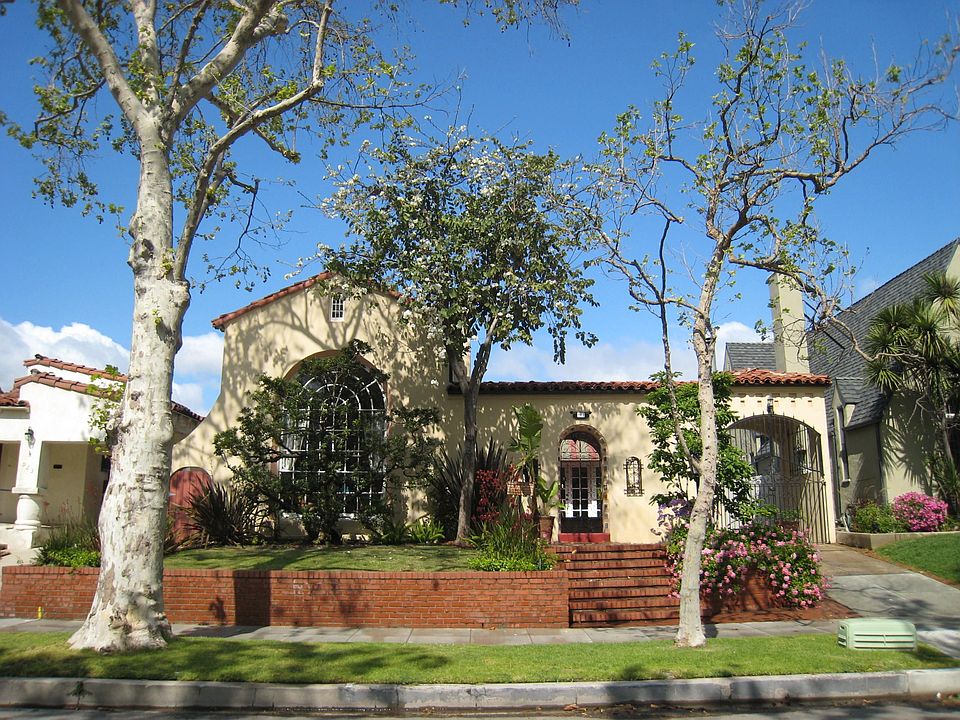 Front on tree lined street