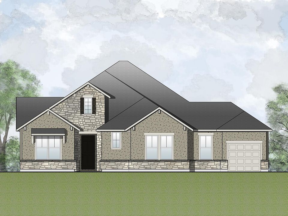 custom stone and stucco home with optional second level