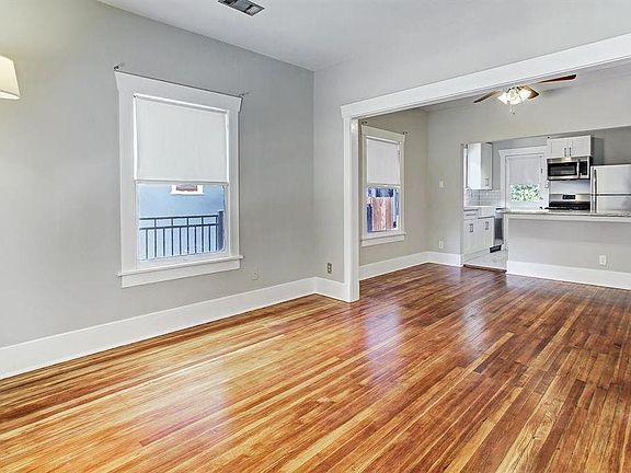 View from living room to dining and kitchen