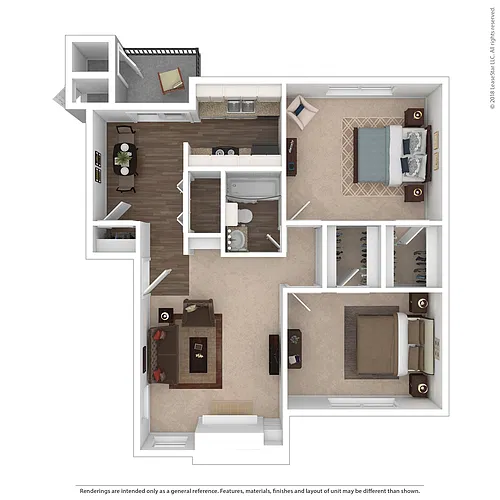 Floor plan B1 - Two Bedroom One Bath