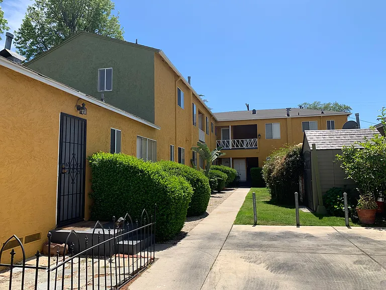 View of Inside Apartment Complex Courtyard