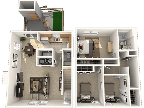 Floor plan Three Bedroom Townhome