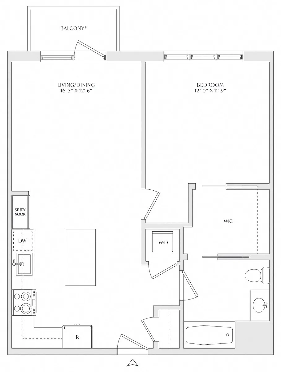 Floor plan 1 Bed/1 Bath-A2