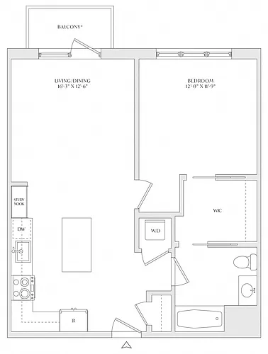Floor plan 1 Bed/1 Bath-A2
