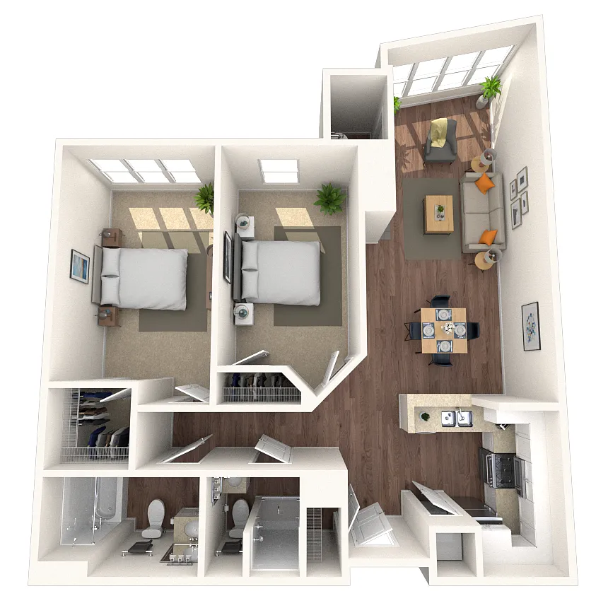 Floor plan Traditional 2x2 901-1113 SF