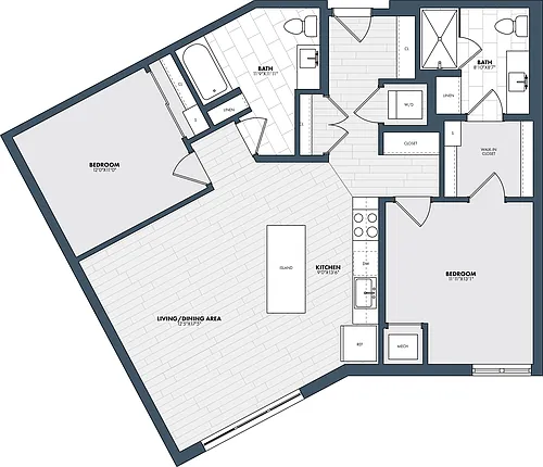 Floor plan 2 Bed/2 Bath-B5