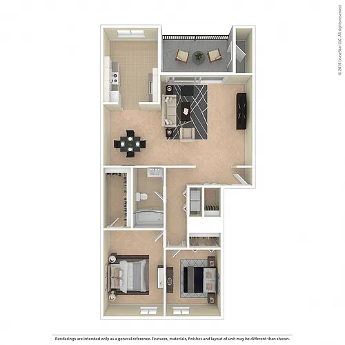 Floor plan 2 BEDROOM (2D)