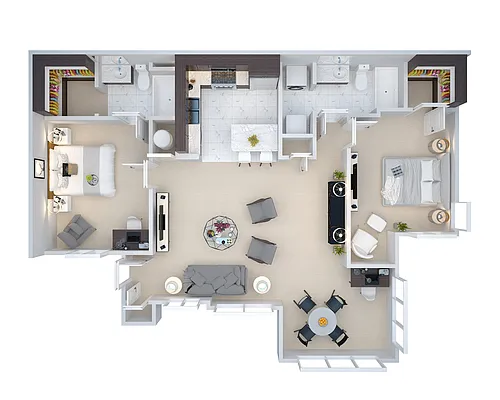 Floor plan 2 Bedroom 2 Bath Flat
