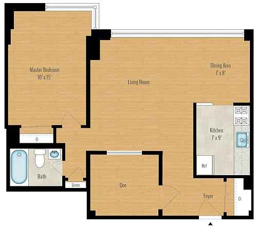 Floor plan 1 Bedroom + Den