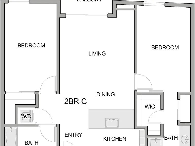 2D Floor Plan Rendering of a Two-Bedroom Apartment 2D Floor Plan Rendering of a Two-Bedroom Apartment