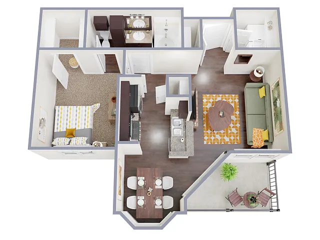 Floor plan 1 Bed, 1 Bath B
