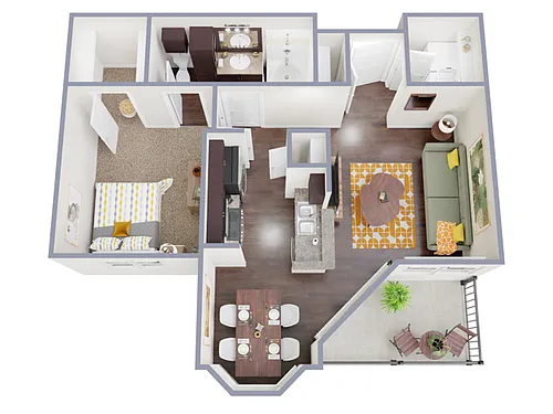 Floor plan 1 Bed, 1 Bath B